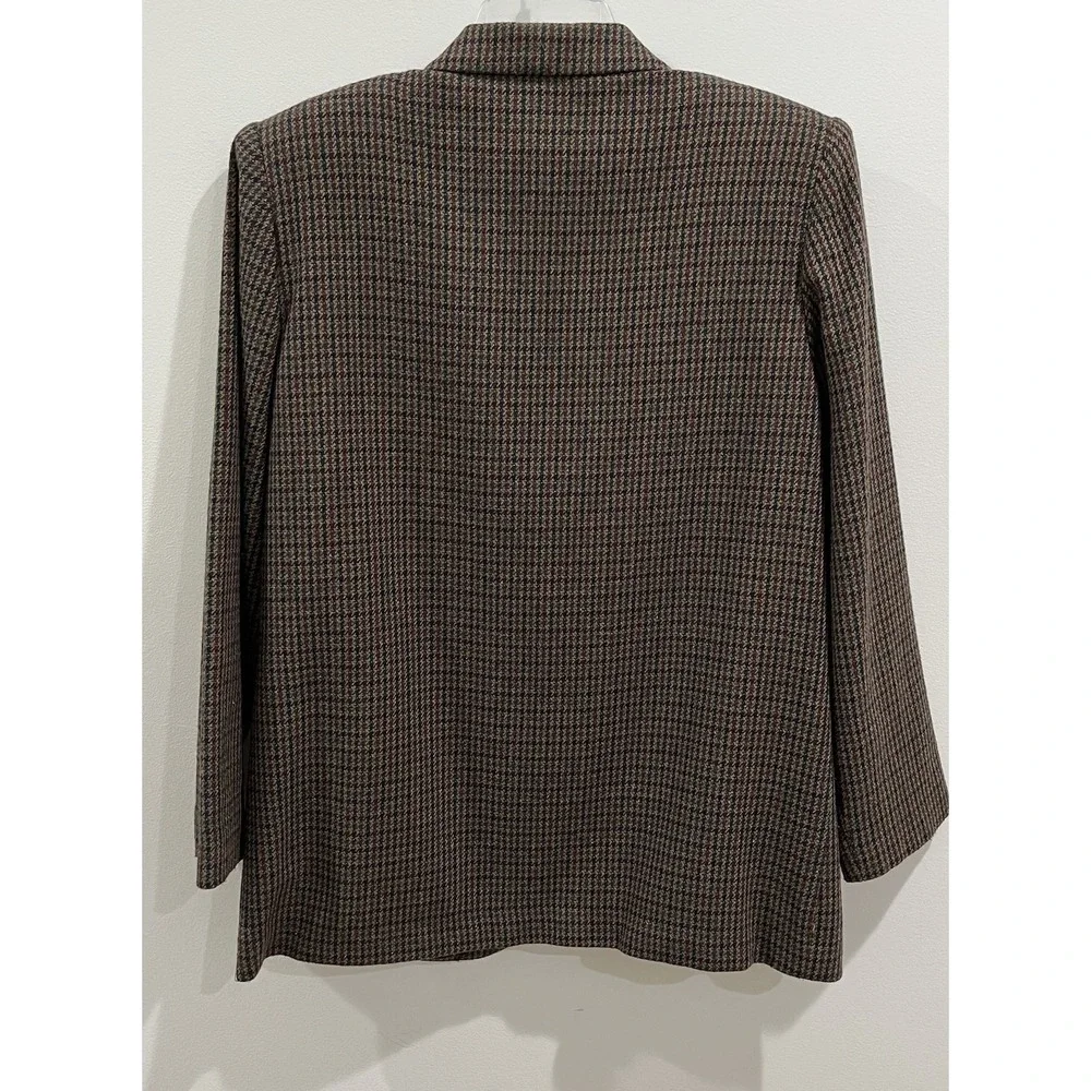 Sag Harbor Vintage Wool Blend Houndstooth Women's Blazer Jacket Casual Size 12